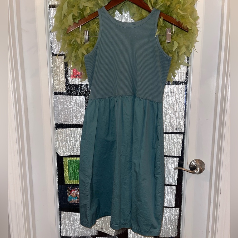 Sleeveless Teal Knee-Length Dress XL